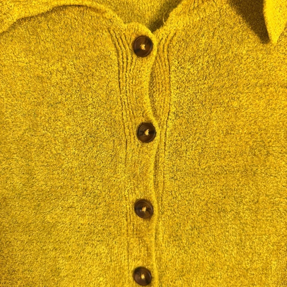 Urban Outfitters Adeline V Neck Collared Cardigan Yellow Women’s Size Small - Picture 4 of 10